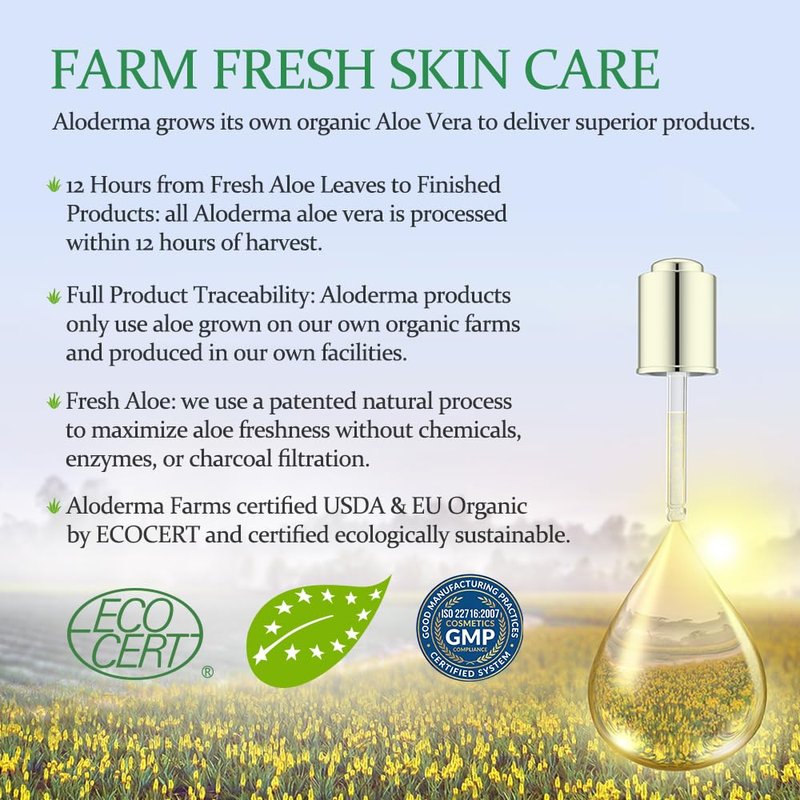 Aloderma 71% Organic Aloe Vera Hydrating Face Moisturizer for Soft and Nourished Skin - Light and Oil-Free Aloe Vera Moisturizer with Hyaluronic Acid for Soothing Hydration - Face Lotion, 3.5oz