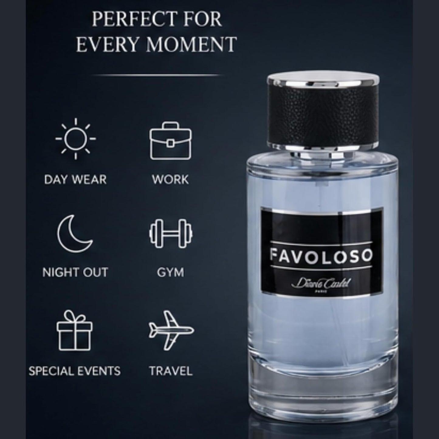 Diane Castel Favoloso Cologne for Men - Woody Marine Fragrance with Grapefruit & Cedar - 3.3 oz