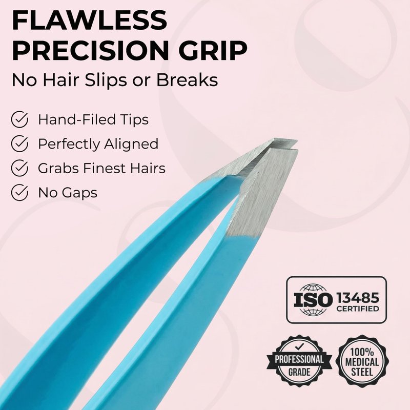 Cocos Precision Tweezers for Women Facial Hair - Stainless Steel Tweezers for Women and Men - Ideal for Eyebrow Shaping and Ingrown Hair Removal - Slanted Tips, Durable and Ergonomic Grip Design