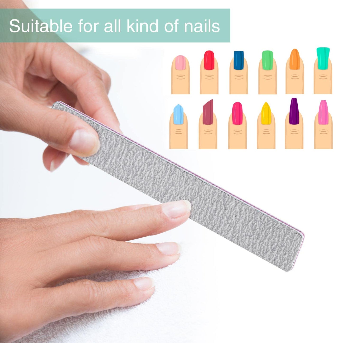 100 Pcs Nail Files for Acrylic Nails 80/120 Grit Double Sides Emery Boards Professional Nail Buffering Files