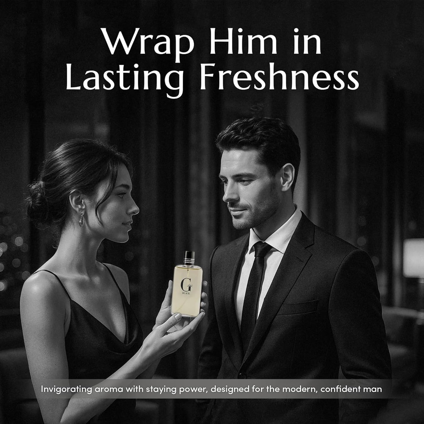 Black Eau De Toilette Spray for Men - 100 mL Long-Lasting Fresh Aquatic & Spicy Fragrance with Sandalwood & Patchouli