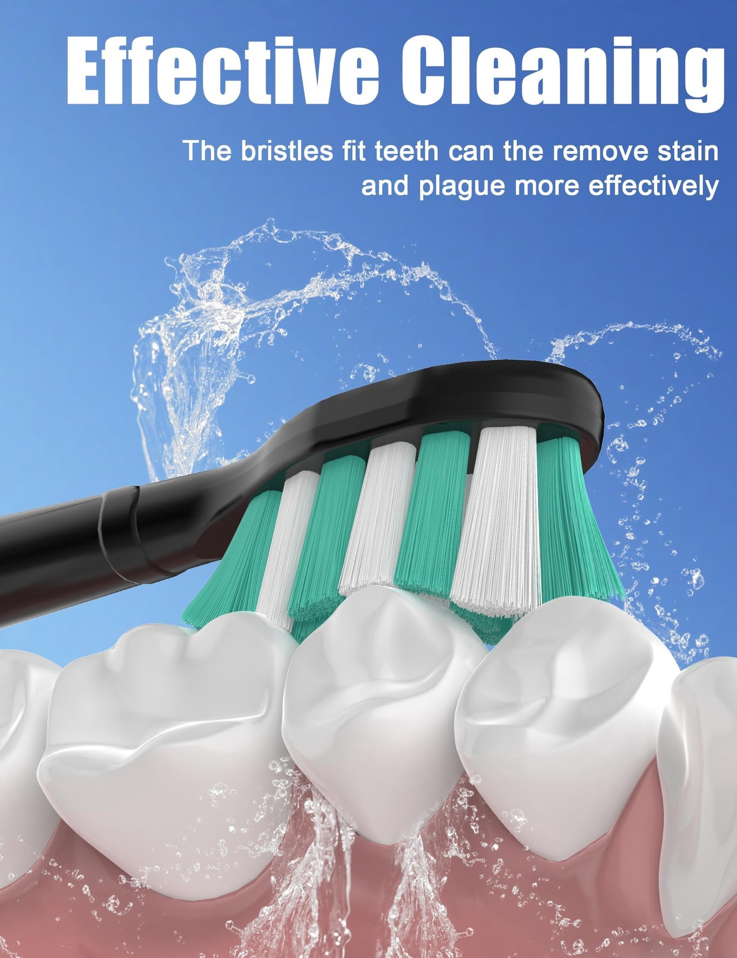 Toothbrush Replacement Brush Heads for Philips Sonicare C1 C2 ProtectiveClean 4100 5100 5300, Electric Sonic Tooth Refill Head Plaque Control, 10 Pack, Black