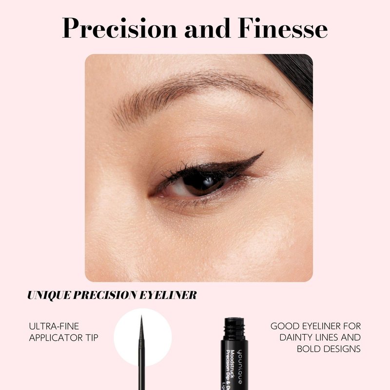 Younique DIP & DRAW Liquid Eyeliner | Perfect - Deep Black | Waterproof and Sweat-Proof | Long-Lasting Up to 18 Hours | Ultra-Fine Precision Applicator for Bold or Subtle Looks