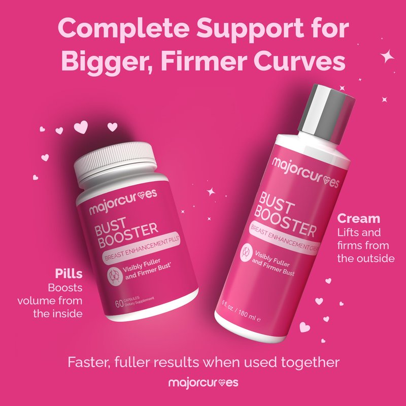 Major Curves Bust Booster Breast Enhancement Cream – Firming and Lifting Formula for Bigger, Fuller, Rounder Curves and Volume – Natural Bust Enhancer for Women – Made in USA