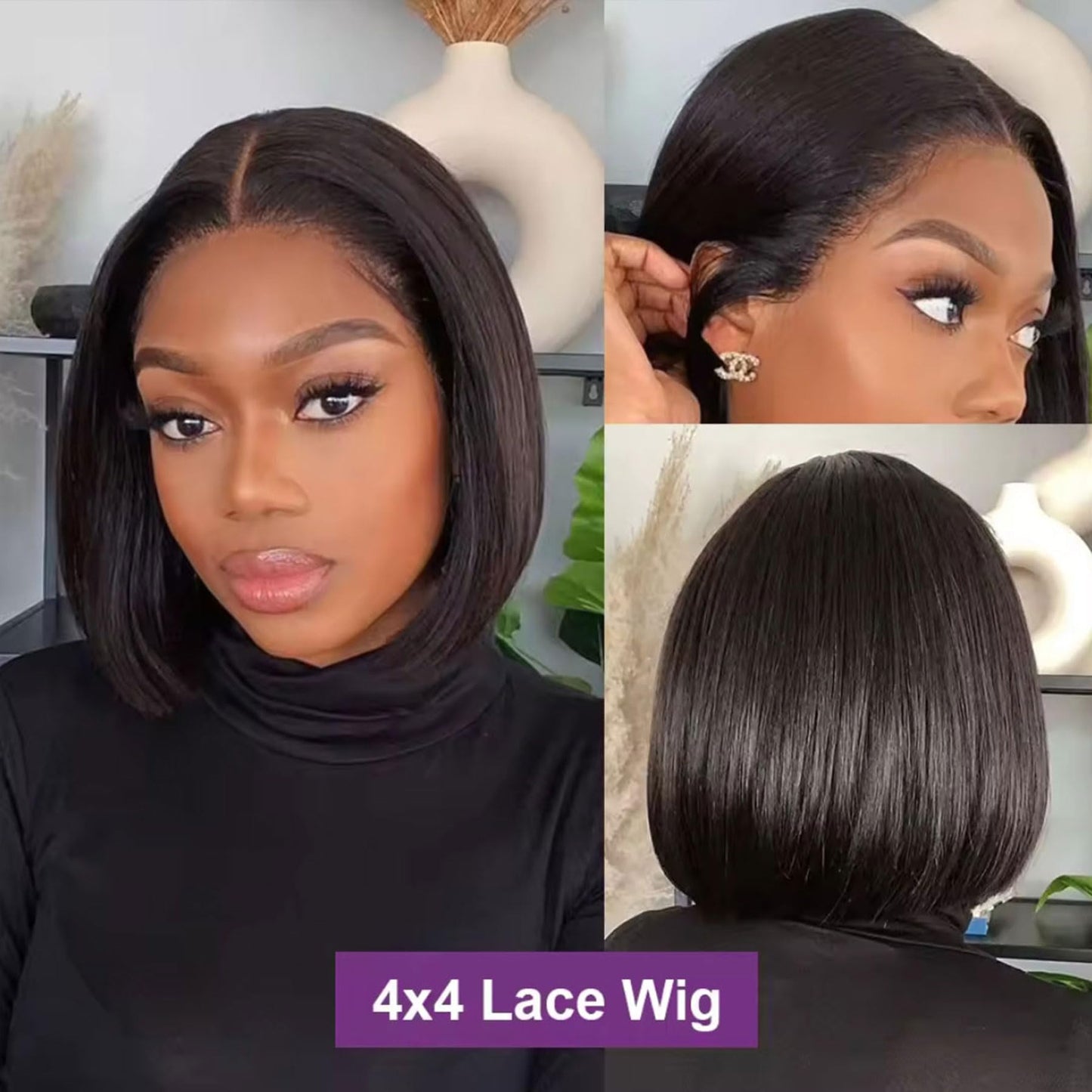 VIYAVIYA Water Bob Wig With Bangs 14inch Short Curly Wigs for Black Women None Lace 130% Density Glueless Human Hair Water Wave Brazilian Hair wigs Natural Color