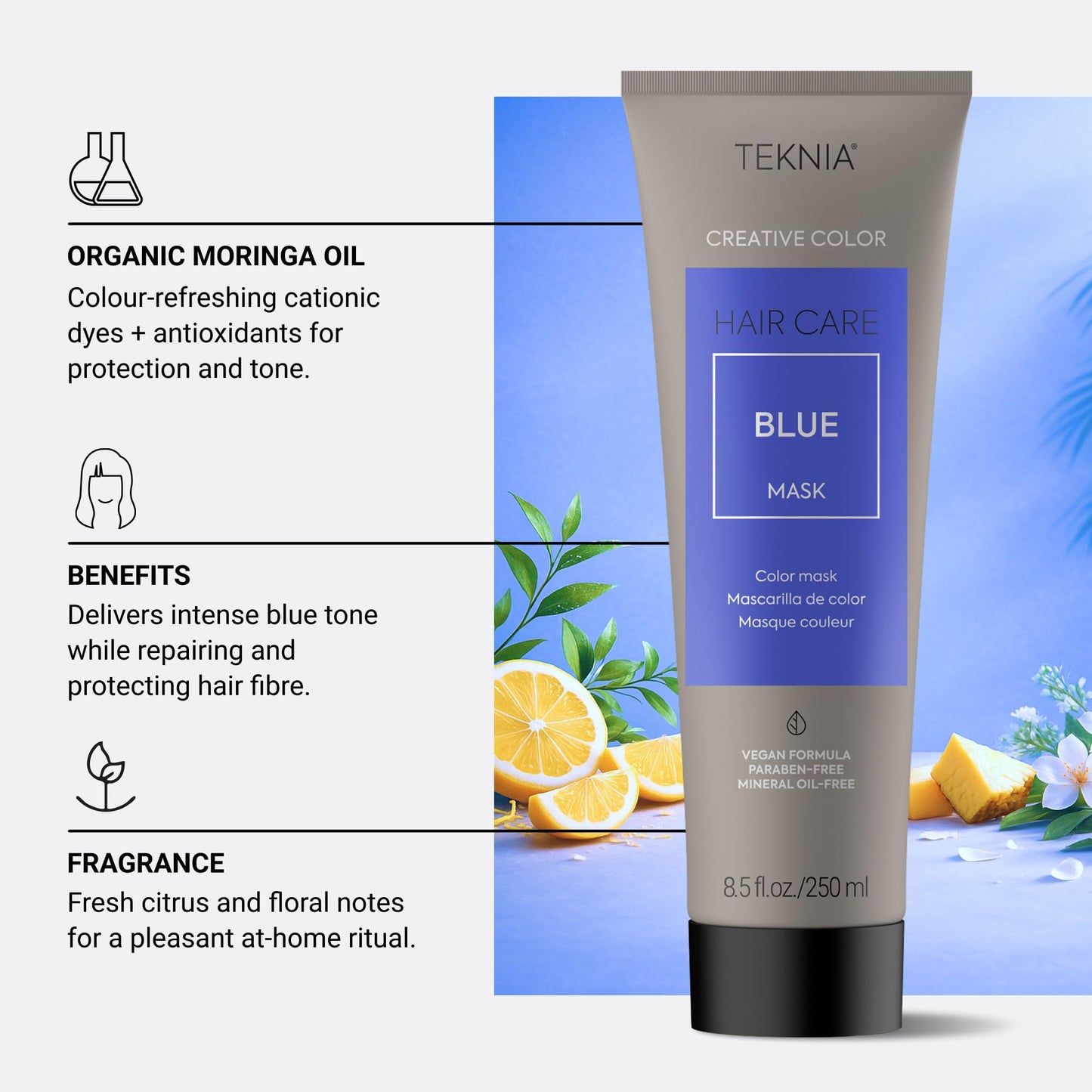 Lakmé Teknia Blue Creative Color Hair Mask, Color Depositing Conditioner for Blue Hair, 8.5 Fl Oz