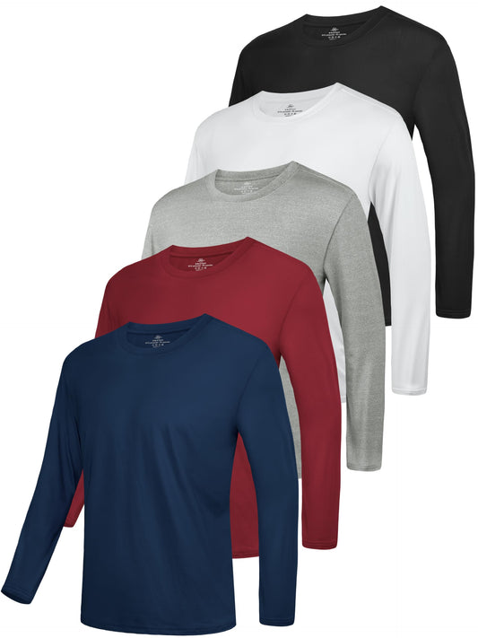 URATOT Long Sleeve Tee Shirts for Men Moisture Wicking Quick Dry Long Sleeve Sun Protection T-Shirts for Running Fishing (US, Alpha, XX-Large, Regular, Regular, 5, Black,White,Grey B,Red C,Navy)