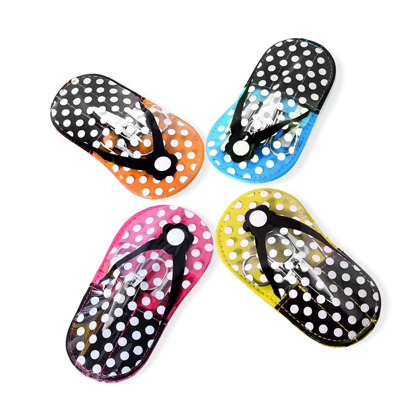 Spove Polka Dot Flip Flop Design Manicure Sets Spa Party Favor Nail Set Bulk 4 Kits with Gift Bag