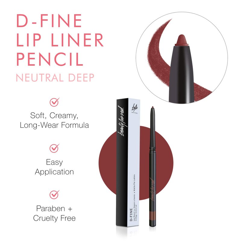 Beauty For Real Lip Kit, Love You So - Gloss + Shine (Rebel Rebel) & D-Fine Lip Pencil (Neutral Deep) - Non-Sticky Plumping & Hydrating Gloss and Complementary, Long-Wear Liner
