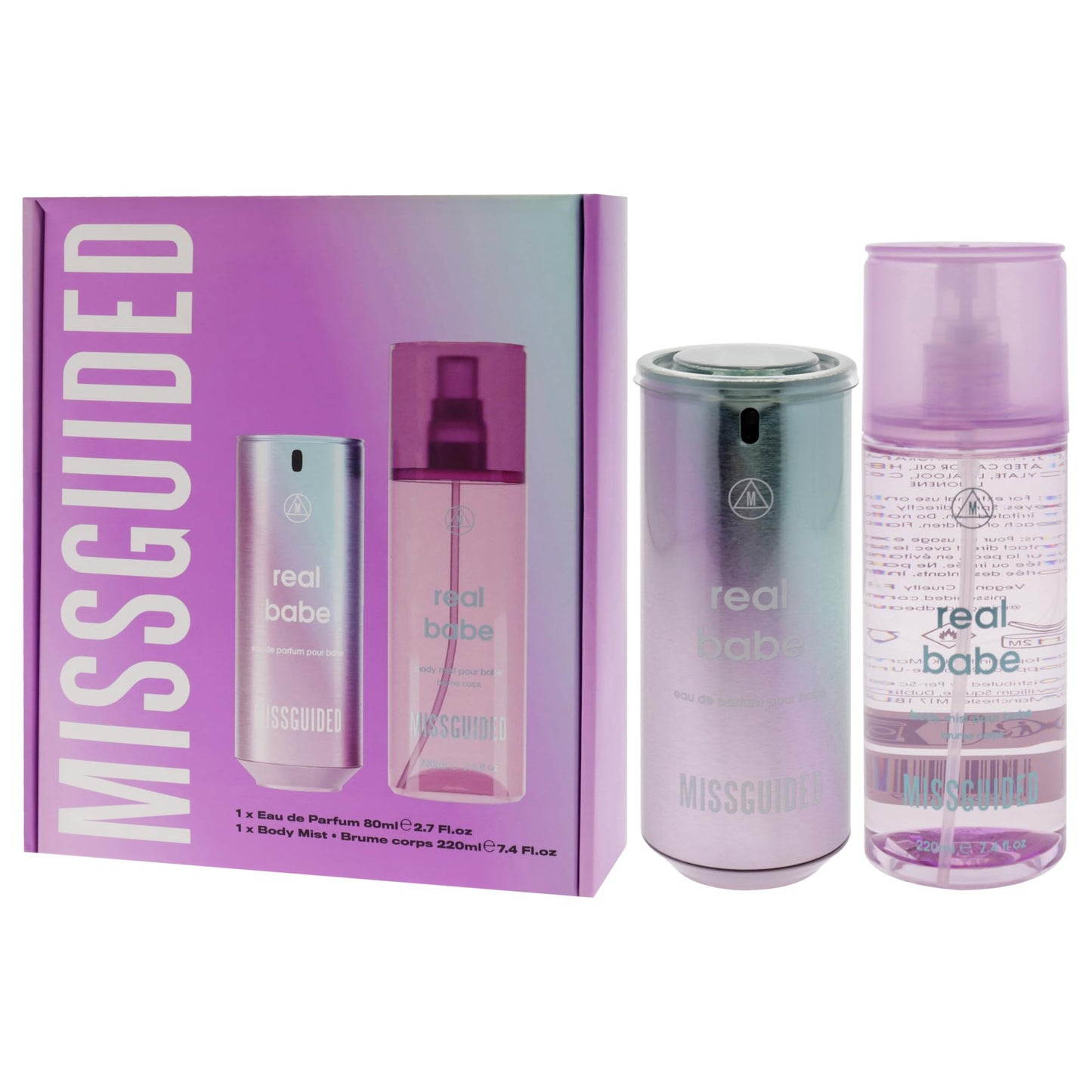 MISSGUIDED Real Babe for Women - 2 Pc Gift Set 2.7oz EDP Spray, 7.4oz Body Mist