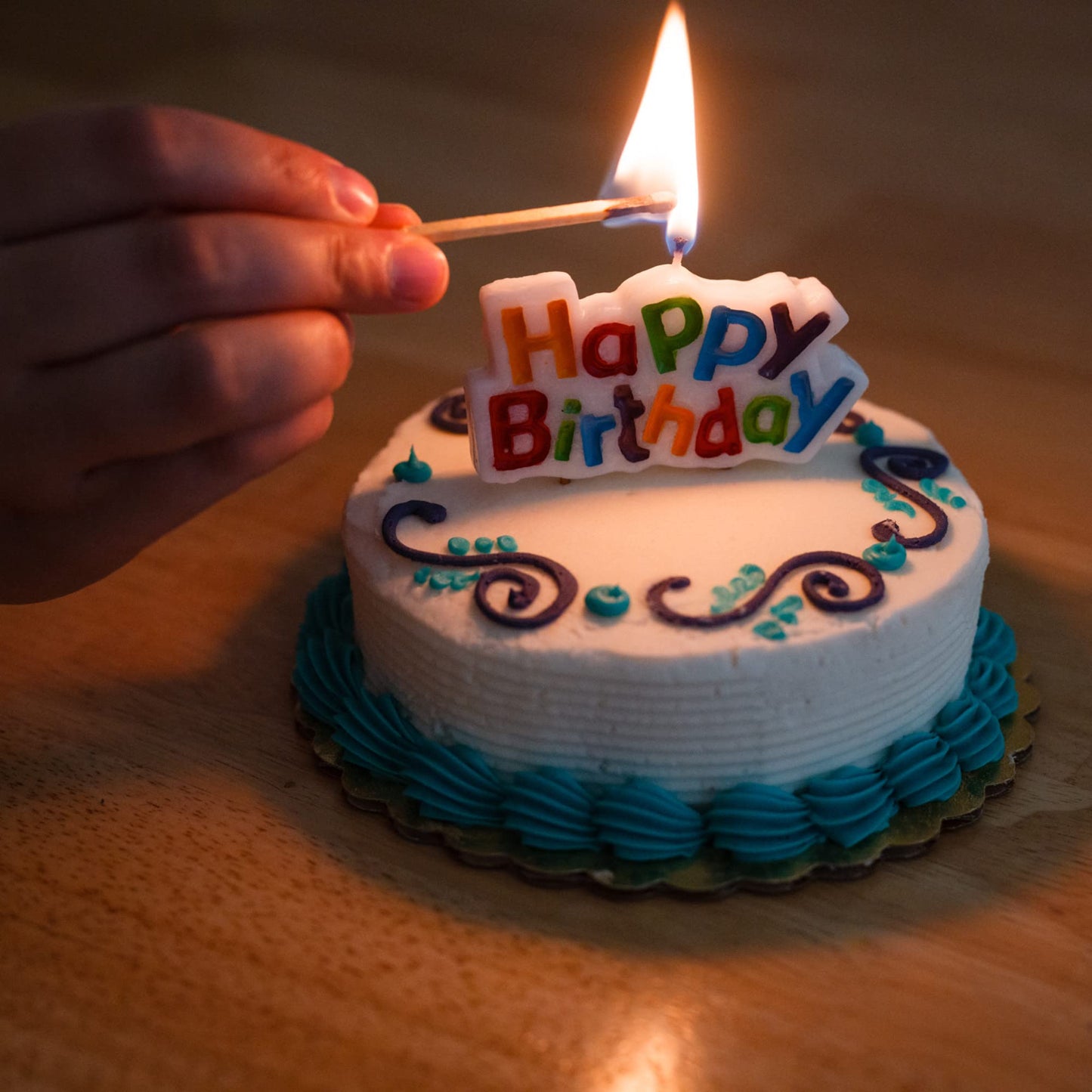 Chef Craft Select Happy Birthday Candle, 3 inch wide 1.5 inch tall, White