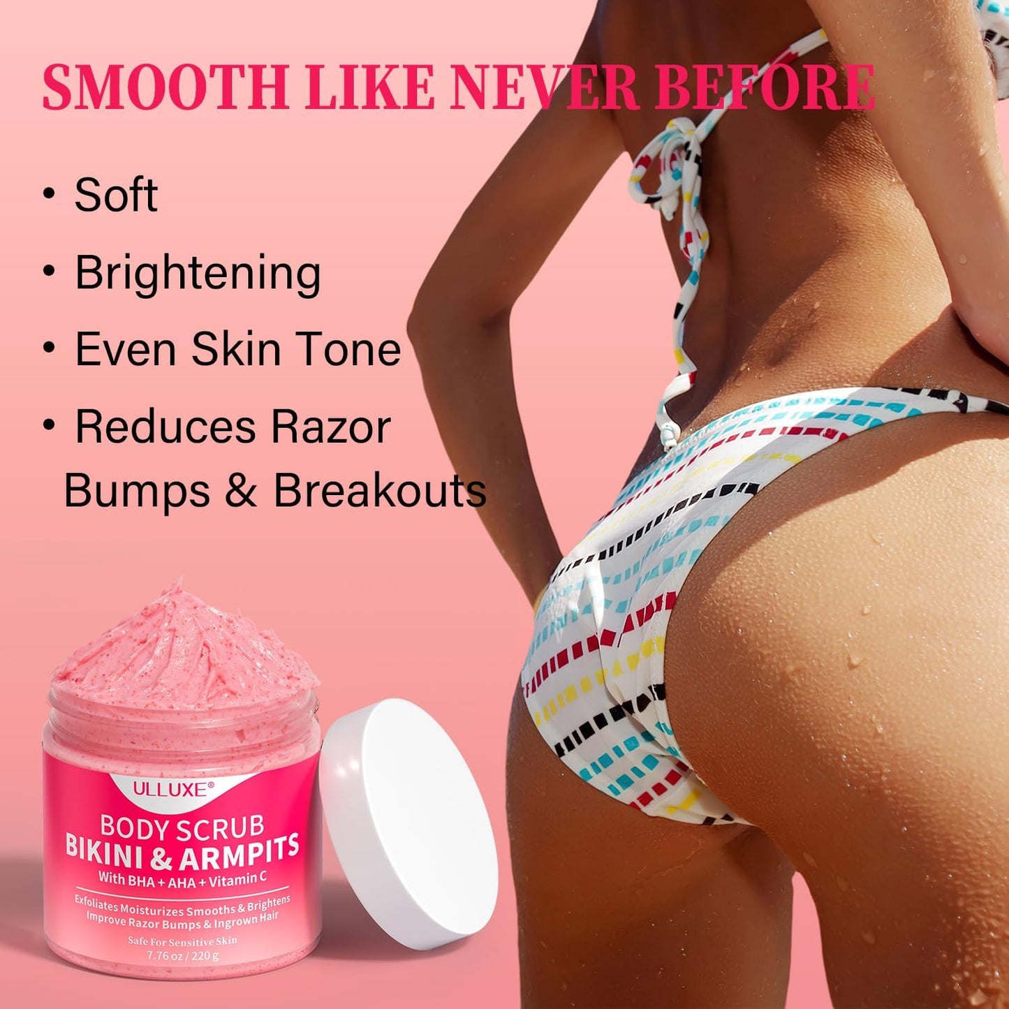 Bikini Area Exfoliator - 10% AHAs, BHA & Vitamin C Scrub for Ingrown Hair & Dark Spots | 7.76 oz