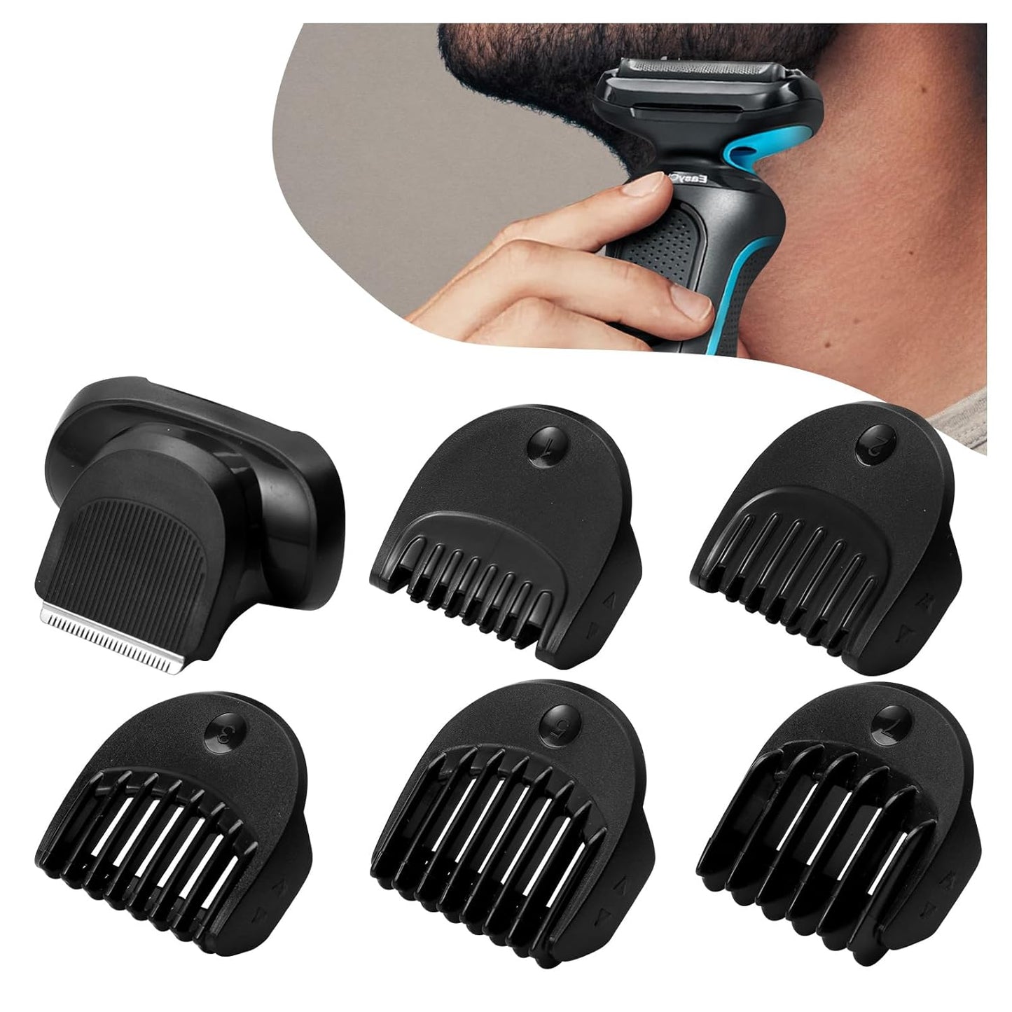 Beard Trimmer Attachment - Compatible With Braun Series 5, 6, 7 | Replacement Guide Combs 1-7mm