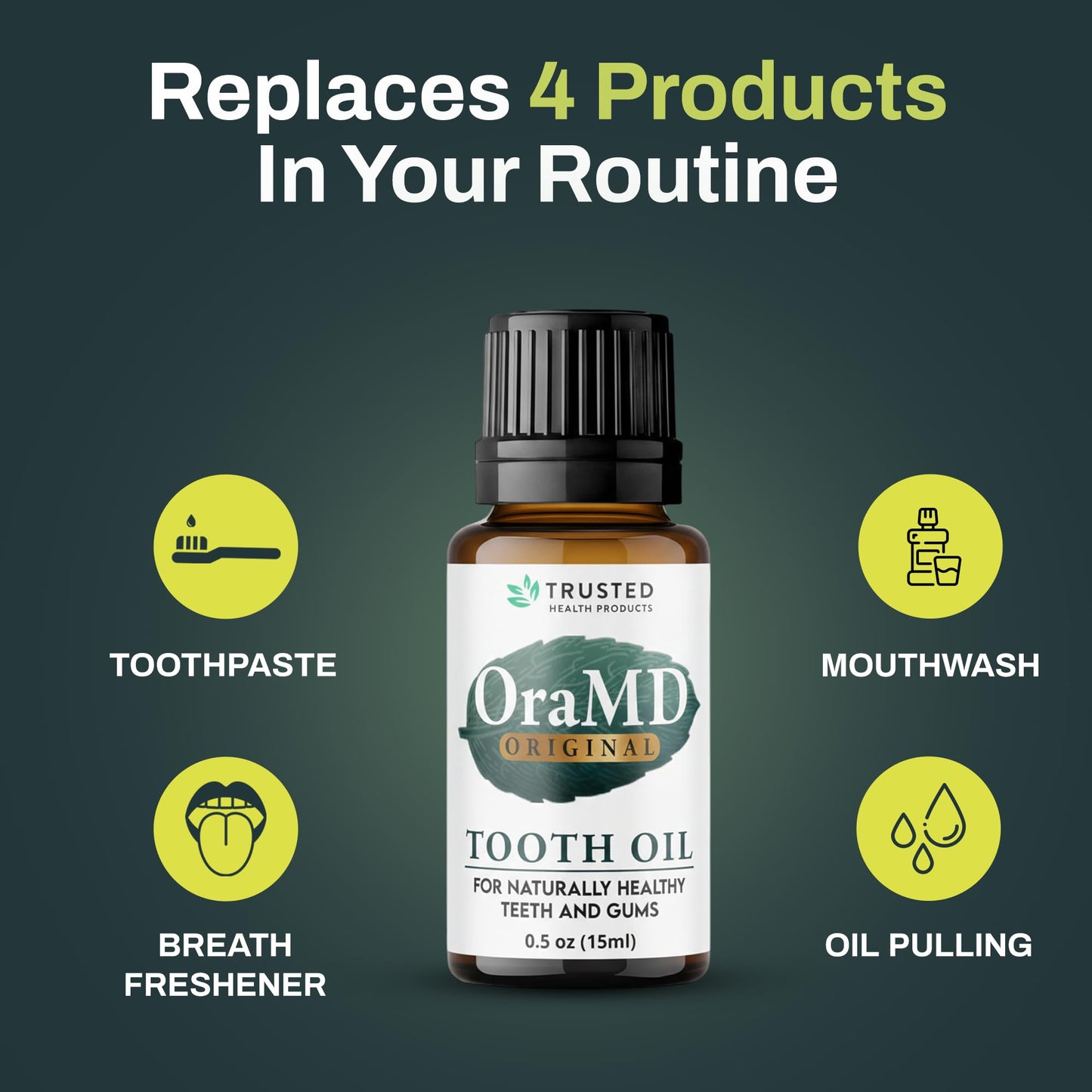 OraMD 4-in-1 Original Strength Tooth Oil- Clinically Tested Gum Disease Treatment, Gingivitis Treatment, Periodontal Disease Treatment, Sensitive Teeth and Gums - All-Natural Solution (1-Pack)