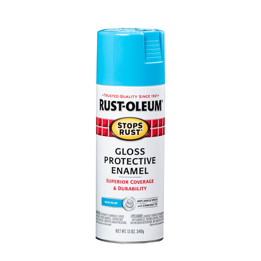 Rust-Oleum 269292 Stops Rust Spray Paint, 12 Fl Oz (Pack of 1), Gloss Maui Blue
