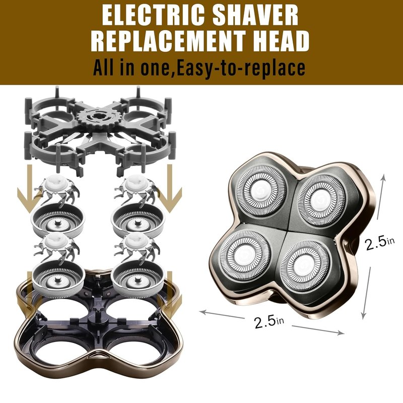 Shaver PRO 4 Head Replacement Blade - Compatible with Skull Pitbull & Butterfly Kiss Pro | Electric Bald Head Shaver Blades (2 Pcs)