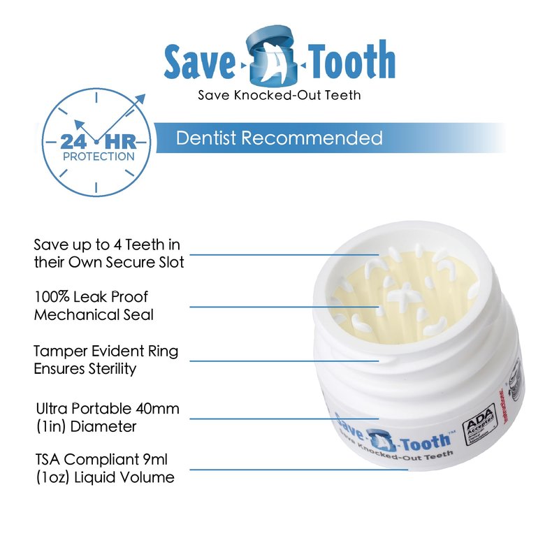Save-A-Tooth Preservation Kit - Prevent Permanent Tooth Loss, Save Knocked Out Teeth for up to 24 Hours - Tooth Saver Made in the USA by SmartPractice - Keep for a Tooth Emergency - 2 Pack