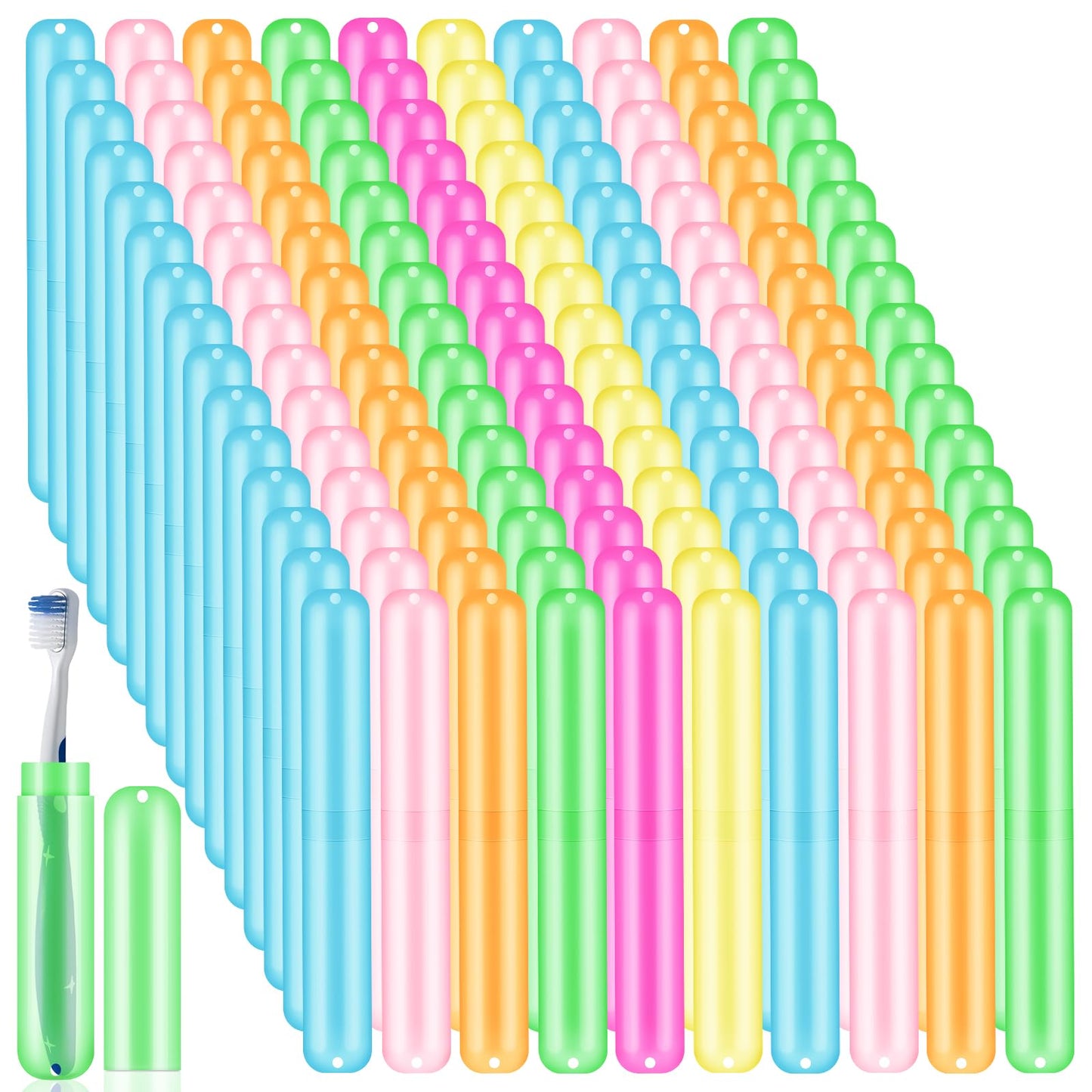 SIKEMAY 150PCS Travel Toothbrush Holder Bulk, Back to School, Classroom Pencil Case for Kids, Toothbrush Case Cover for Travel, Bathroom, Indoor, Outdoor, Trip, Camping, School