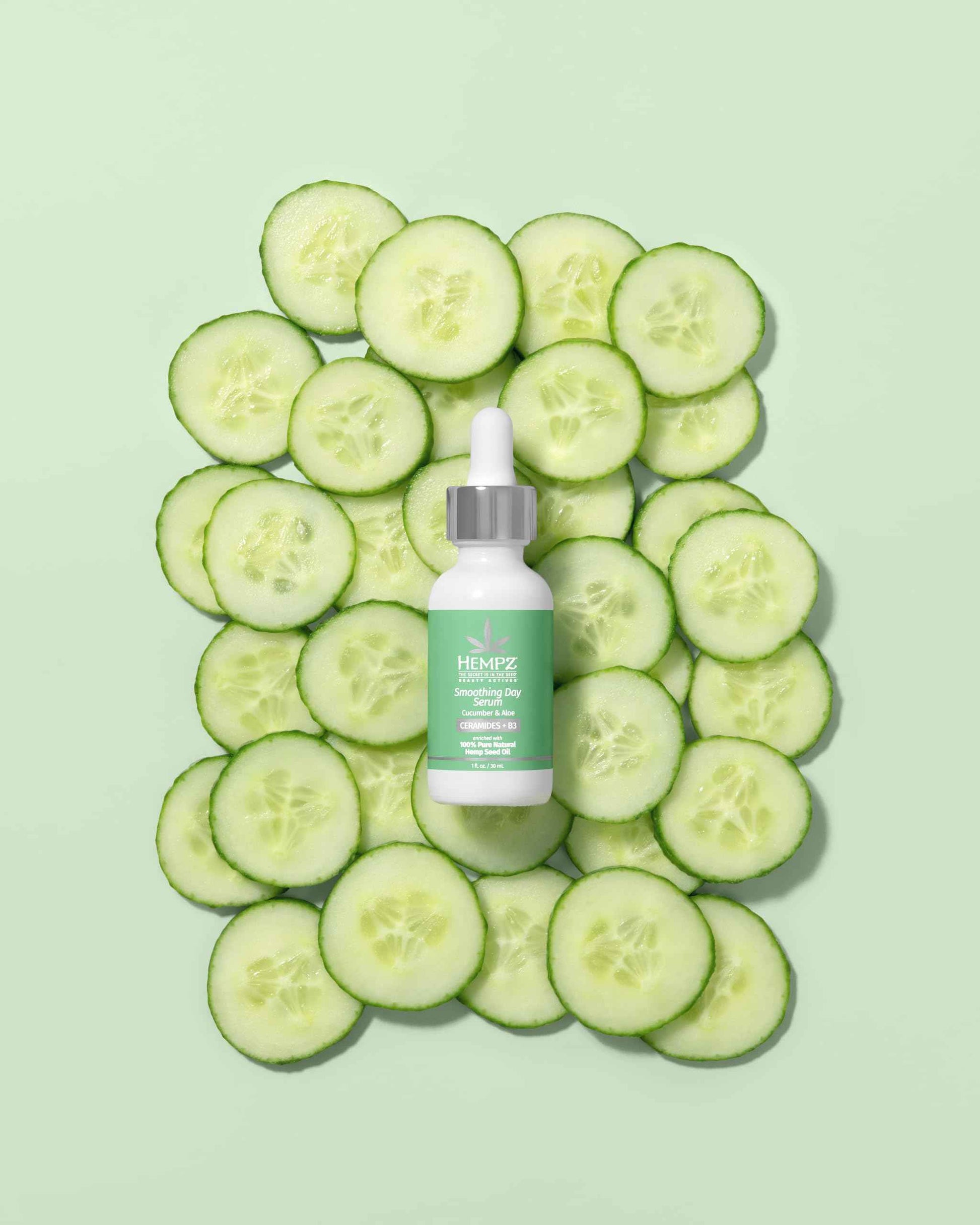 Hempz Cucumber Aloe, Facial Serum, Beauty Actives with Ceramides for dry to normal skin, for men and women, 1oz