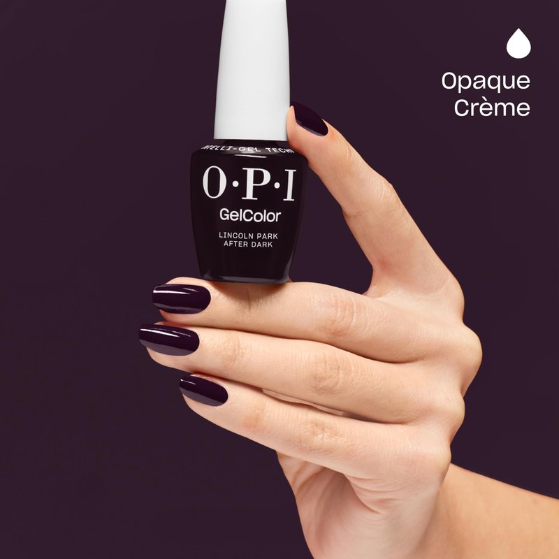 OPI GelColor Lincoln Park After Dark | Opaque Dark Cool Purple Crème LED Cure Gel Nail Polish | Salon-Quality Shine, Long-Lasting Wear | Vegan & HEMA Free | 0.5 Fl Oz