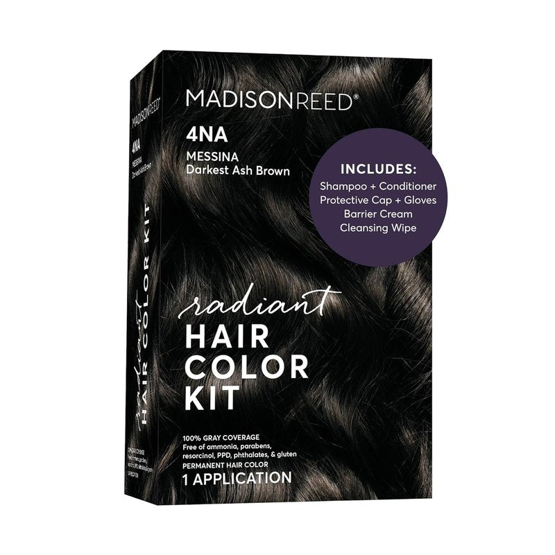 Radiant Hair Color Kit - 4NA Darkest Ash Brown Permanent Dye for Dimensional Gray Blending | PPD-Free & Ammonia-Free