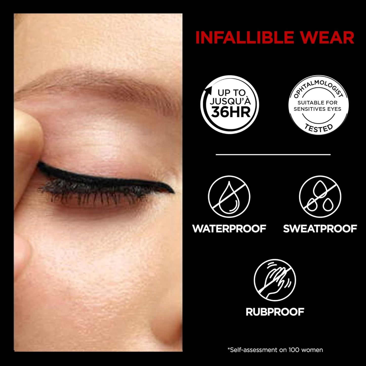 L'Oreal Paris Infallible Grip Eyeliner Pencil - Waterproof, Smudge-Resistant, Intense Black | 0.01 Oz, 36HR Wear
