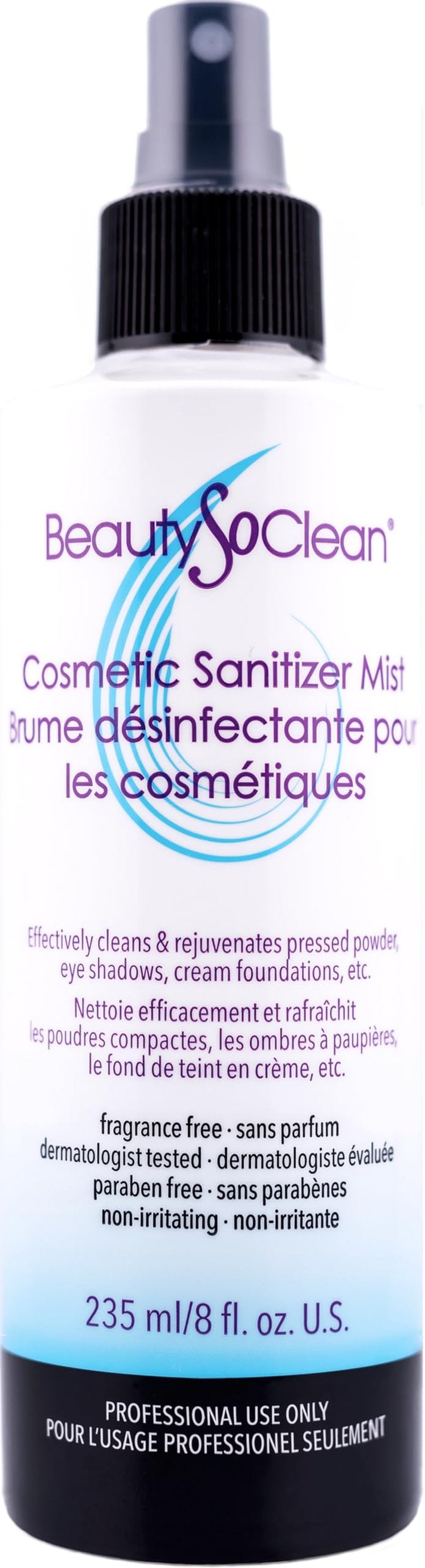 Beautysoclean Cosmetic Sanitizer Mist - (8.0 oz.) Makeup Sanitizing Spray for Powder-based Makeup Palettes & Pressed Cream Foundations, Bronzers, Concealers, Blushes, Eyeshadows.