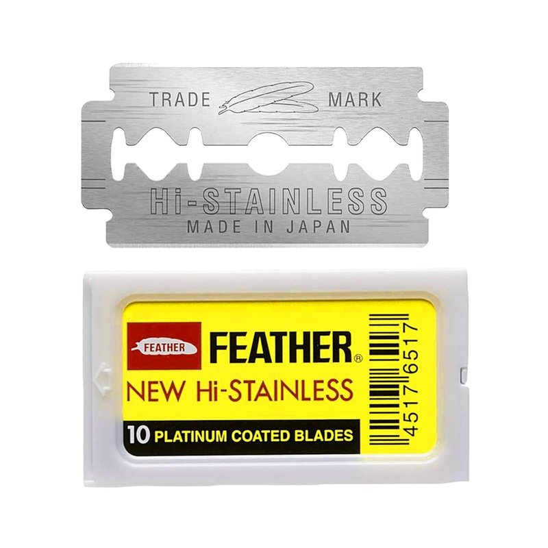 Feather Razor Blades - Hi-Stainless Double Edge for Smooth Shaving | 10 Pack