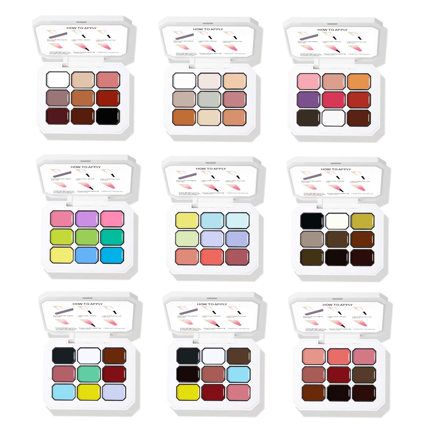 AOBOO Ombre Gel Nail Polish with Nail Art Sponges for Pat Gel Ombre Color Palette Blush Effect Pat Painting Gradient Blooming Gels 9colors for Ombre Nails Multistyle French Manicure DIY