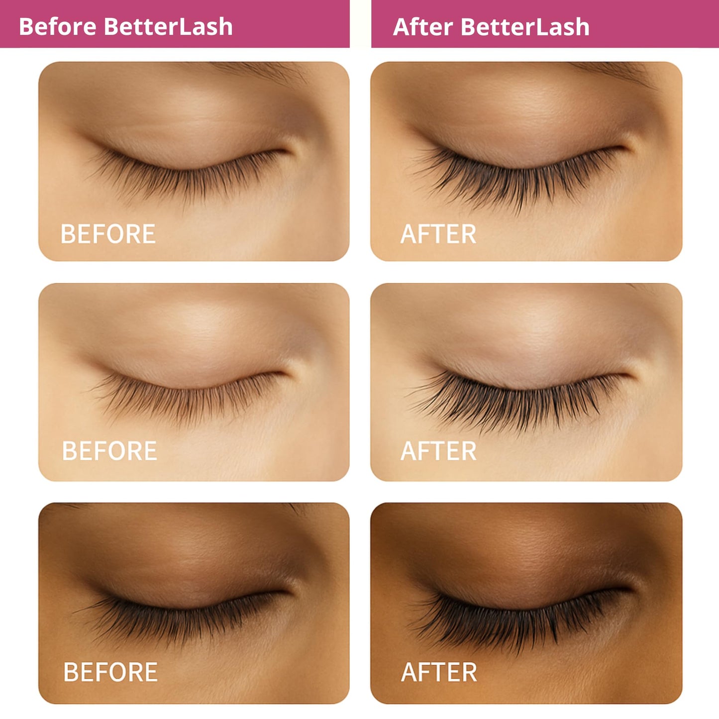 BetterLash Lash Growth Serum - Natural Peptide-Infused Eyelash Treatment for Fuller, Longer and Thicker Lashes, Clean Plant-Based Formula, Vegan and Cruelty-Free, Gentle on Sensitive Eyes (3 mL)
