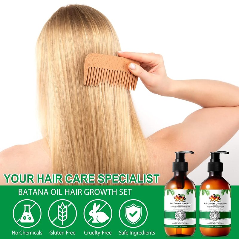 Batana Oil Shampoo & Conditioner Set - Organic Hair Thickening Products for Growth | 2 x 10.56 Fl Oz