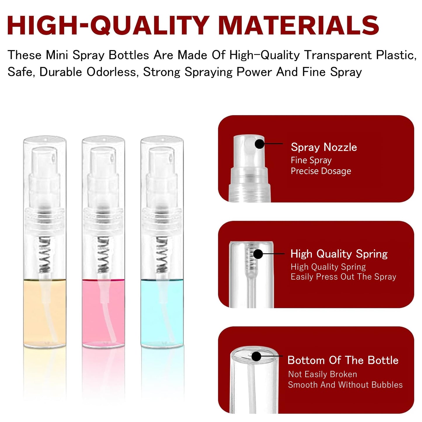 Csdtylh Mini Spray Bottle, Clear Plastic Empty Sample Containers, Fine Mist Perfume Travel Refillable Spray Bottle Perfume Atomizer Small Portable Bottle for Cleaning, Travel, Essential Oils(120, 2ml)