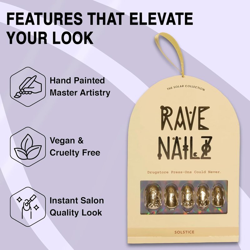 Gilded Relic Press-On Nails - Egyptian-Inspired Gold Foil | 24 Count Short Metallic, Chip-Resistant Design