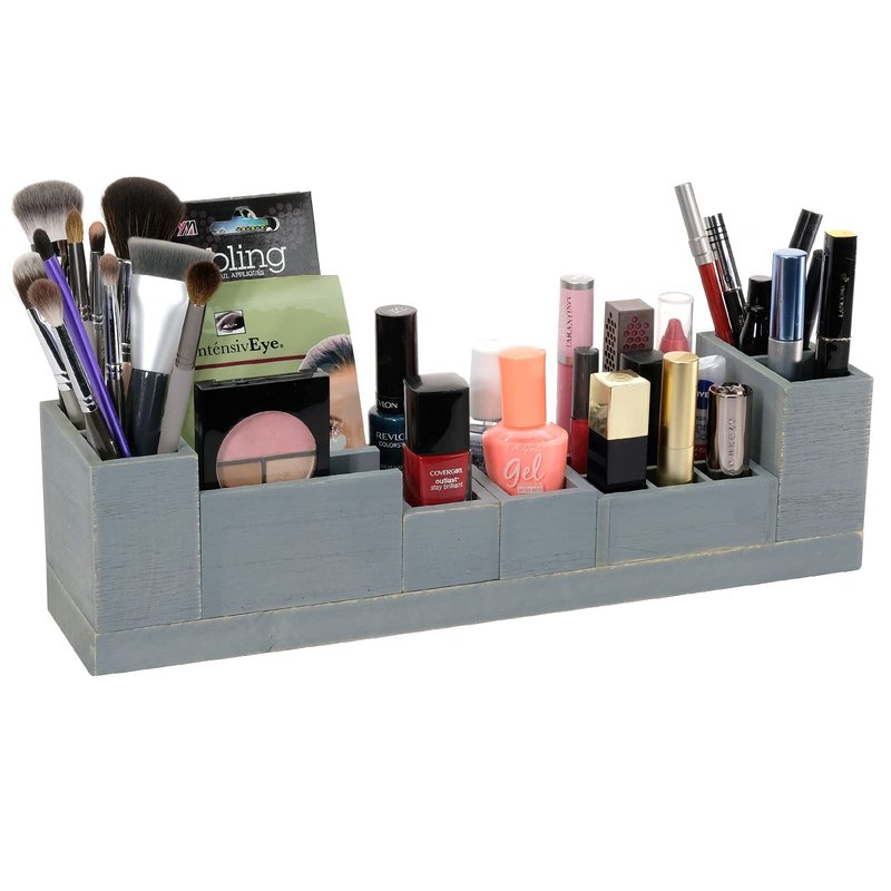 Magnetic Makeup Organizer - Includes 6 Rearrangeable Pieces (Gray)