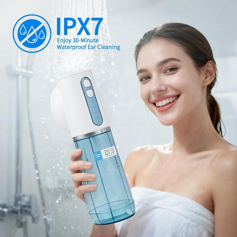 Electric Ear Wax Removal System - Water Powered Ear Cleaner Tool with 4 Pressure Settings | USB Rechargeable, IPX7, Blue