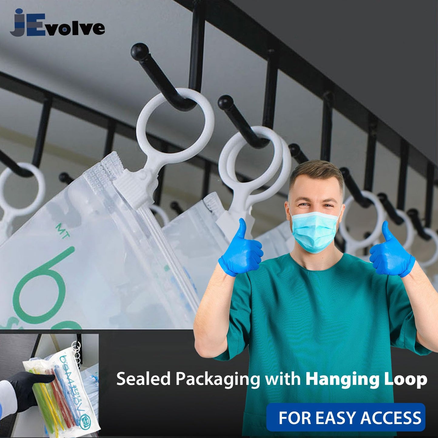 JEVOLVE 200 Pcs Disposable Pre-Pasted Toothbrushes | Individually Wrapped Pre Pasted Toothbrush | Single Use Waterless Tooth Brush for Hotel, Camping, Homeless Gift | Multi Color