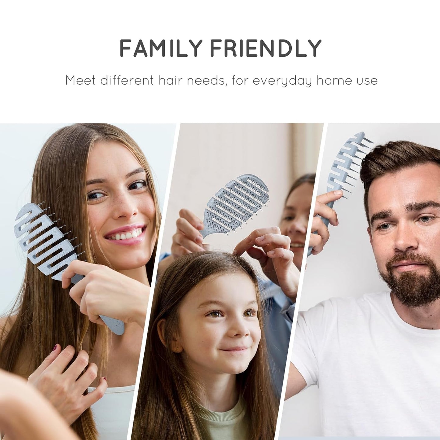 Ecoed Vented Detangling Hair Brush - Smooths Curly, Thick & Straight Hair | Eco-Friendly Blue Design