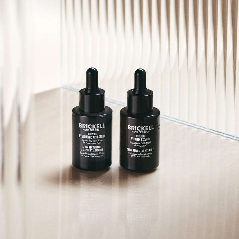 Brickell Men's Daily Anti-Aging Day and Night Serum Routine, With Plant Stem Cells, Vitamin E, and Protein Peptides, Unscented