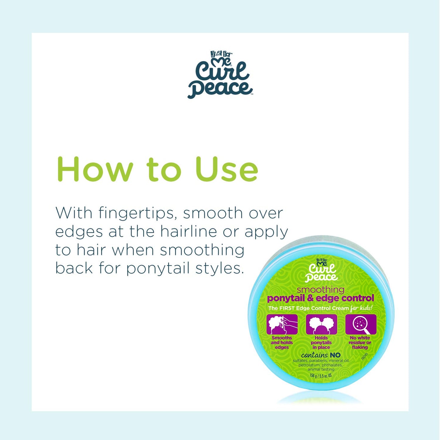 Just For Me Curl Peace Smoothing Ponytail & Edge Control (3 Pack) - Finishes & Holds, Contains Flaxseed, Avocado Oil & Black Castor Oil, 5 oz