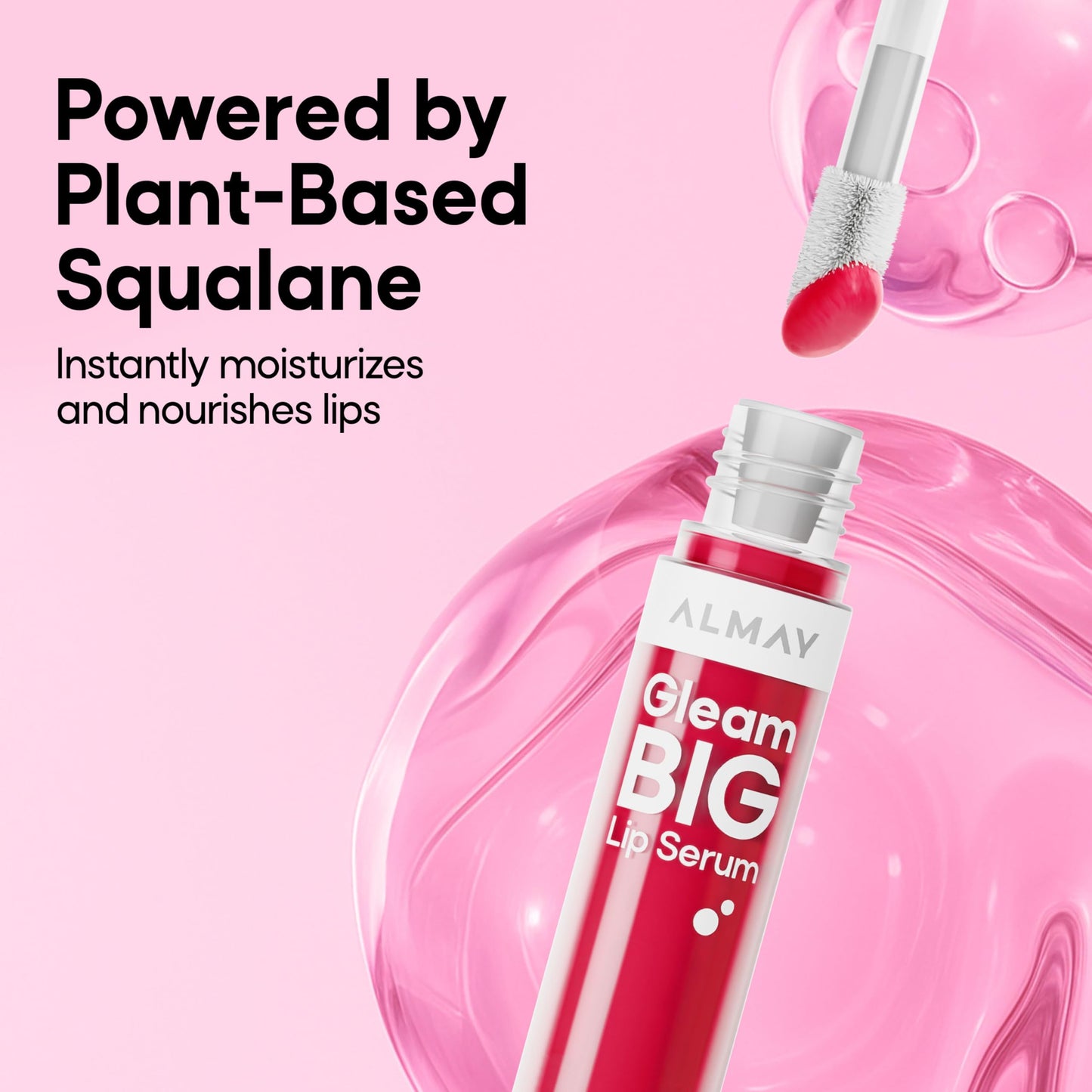 Almay Gleam Big™ Lip Serum, Hydrating and Moisturizing, Hypoallergenic Lip Gloss, Non-Sticky, 400 Berry Excited, 0.13 fl oz