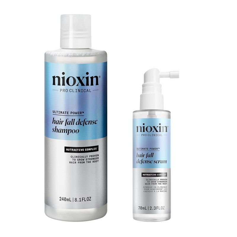 Nioxin Hair Fall Defense Shampoo - Activates Hair Follicles for Less Hair Loss | 8.1 Fl Oz & Intensive Daily Leave-In Treatment | 2.3 Fl Oz