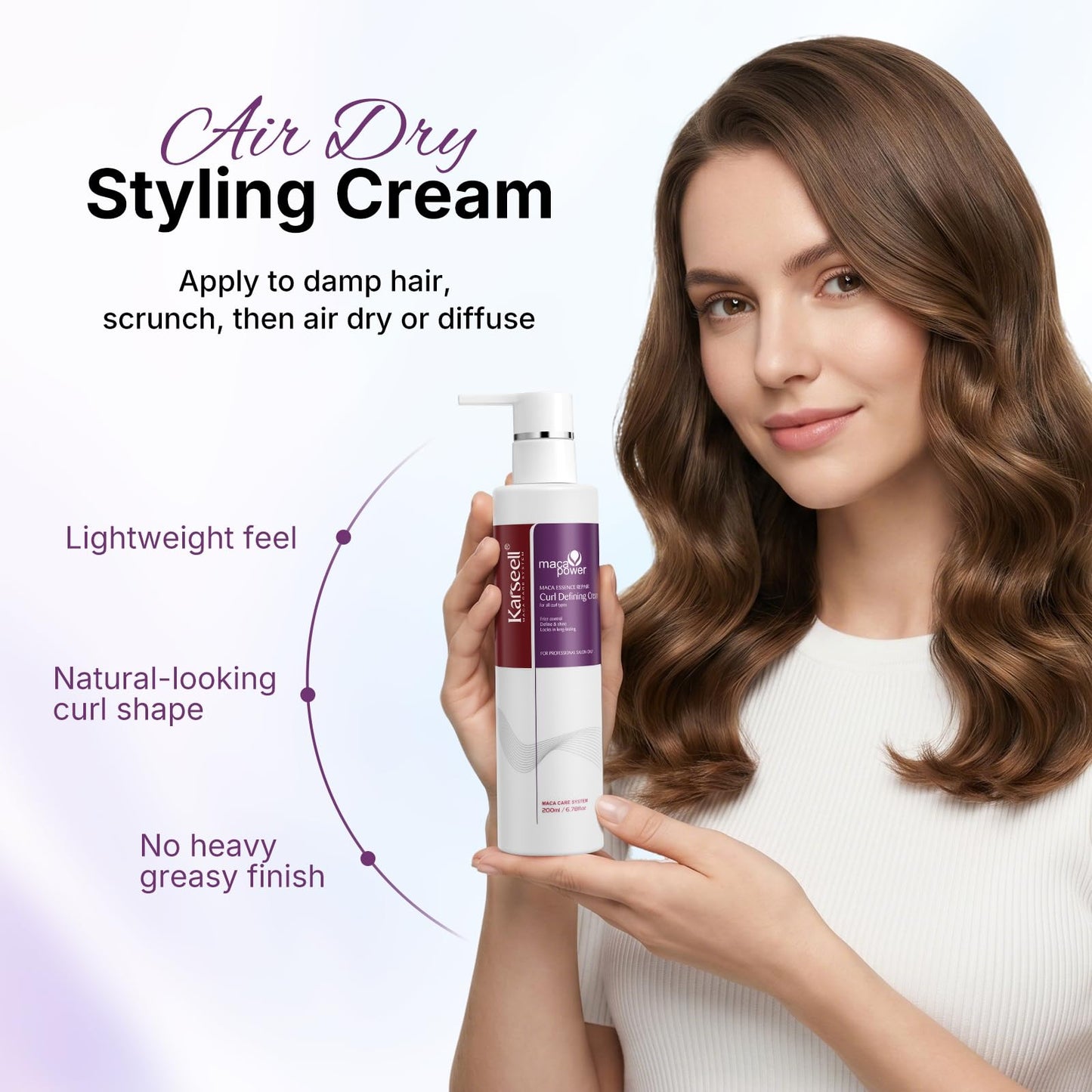 Karseell Curling Perfection Curl-Defining Cream essence repair All Curl Types & Hair Textures, Paraben-Free, 200ML（6.78oz）