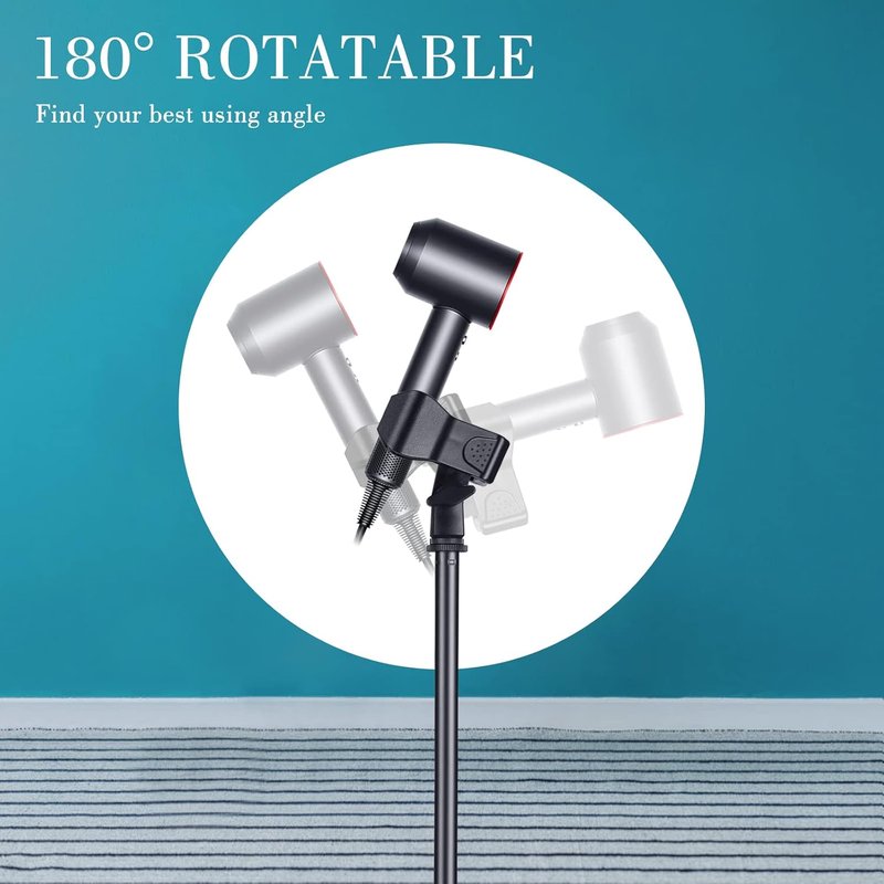 Hands-Free Hair Dryer Stand - 59in Adjustable Height, Metal Holder | 180° Rotatable for Women & Pets