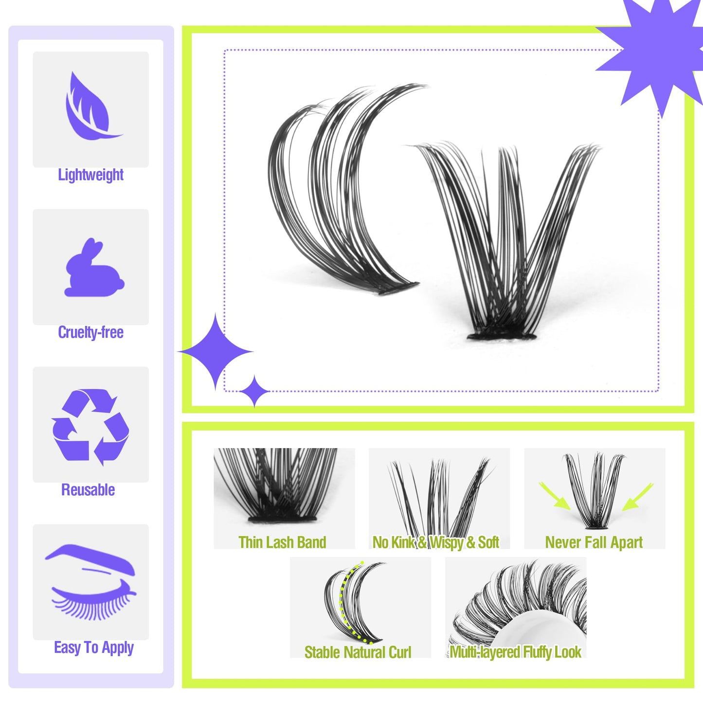 ALICE Lash Clusters DIY Lash Extensions 240PCS 14-20MM Individual Lashes Cluster Lashes Natural 40D Eyelash Extensions Faux Mink Individual Eyelashes