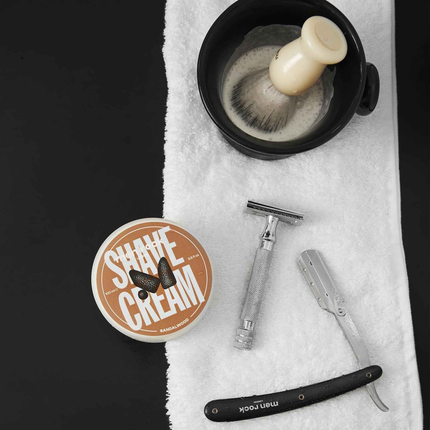 Men Rock Shave Cream - Sandalwood - Mens Shaving Cream - Moisturizing Shaving Foam for Men - Non-Drying Formula - Cruelty-Free - 3.5 oz