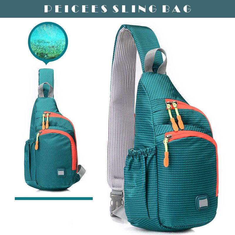 Peicees Medium Sling Backpack Waterproof Unisex Shoulder Bag Chest Crossbody Daypack