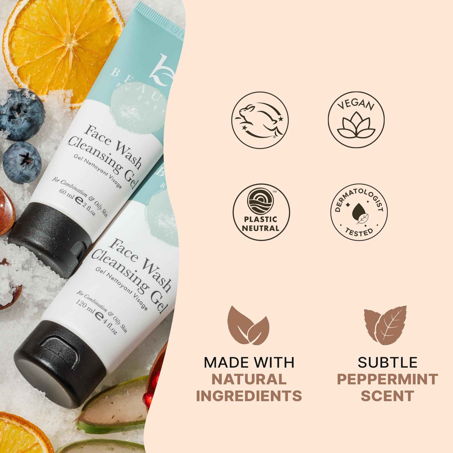 Beauty by Earth Clean Face Wash - USA Made with Organic & Natural Ingredients, Non-Toxic Facial Cleanser