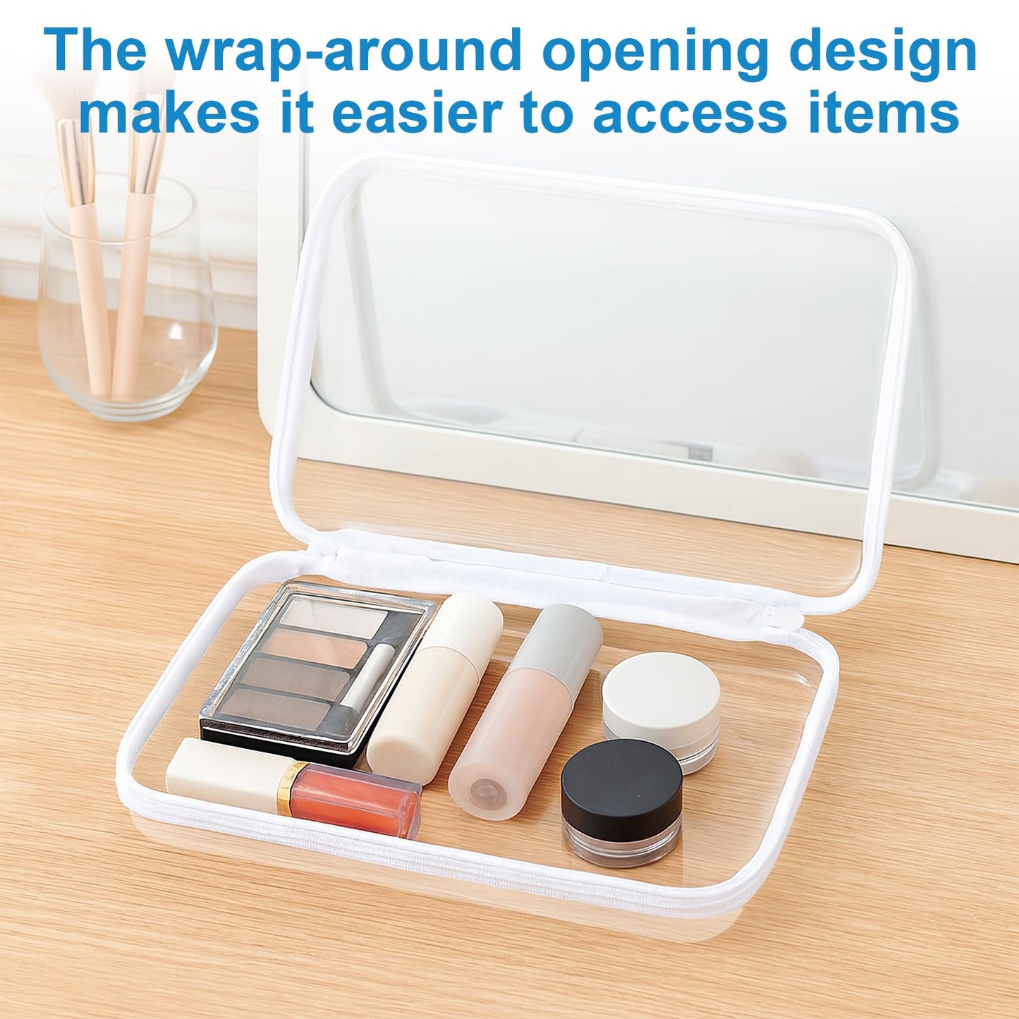 6 pcs Clear Hard Shell Zipper Case, Travel Makeup & Toiletry Organizer, Zippered Toy Storage, Pencil Case, Toy Storage Box, Hard Plastic Cosmetic Bag for Storage ,Travel Transparent Zipper Storage Box