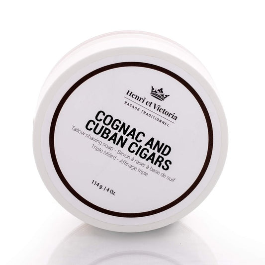 Henri et Victoria Shaving Soap For Men | Cognac and Cuban Cigars Fragrance | Smooth Shave, Lathers Up Nicely, Long-Lasting Scent | Triple Milled Soap, Canadian Made by Skilled Artisan 114 g (4 oz)