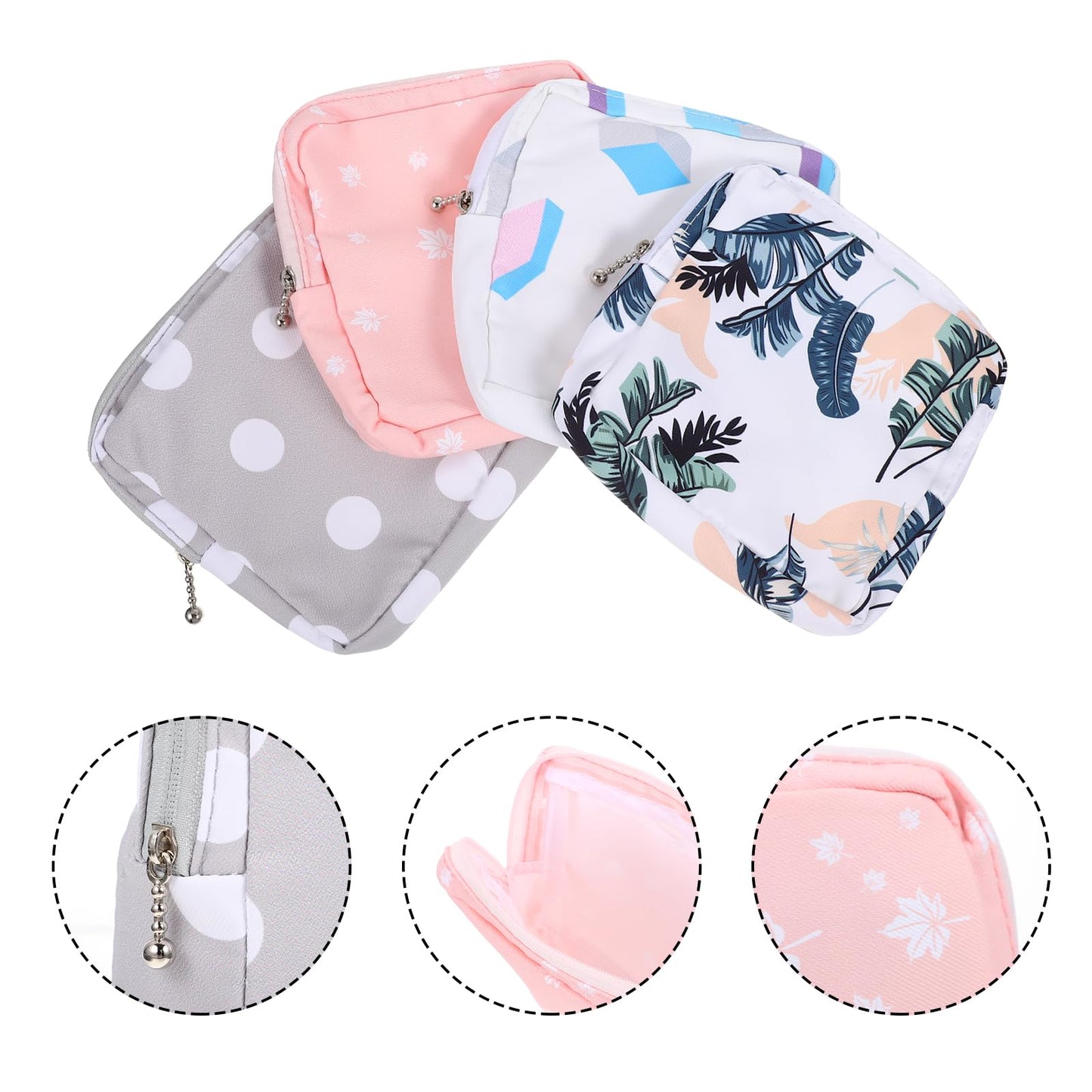 Amosfun 20Pcs Portable Sanitary Napkin Storage Bags for Teen Girls Mini Zipper Makeup Cosmetic Pouch Lightweight Polyester Pad Organizer for Travel and Daily Use